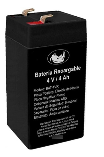 Bateria Recargable 4 Volts Bascula Rhino Vinson Advance