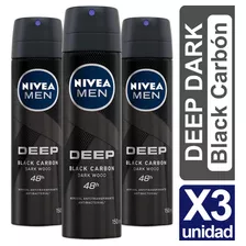 Desodorante Nivea Deep Black Wood 150ml Pack De 3 Unidades