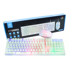 Kit Teclado E Mouse Gamer Branco Led Rgb Hoopson