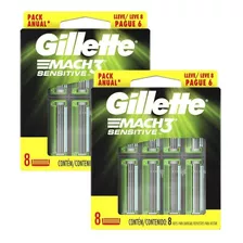 Kit 2 Carga Gillette Mach3 Sensitive 16 Uni