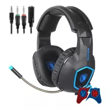 Auricular Sades Sa-818 Gaming 3.5mm Ps4 Xbox Pc Color Azul/negro