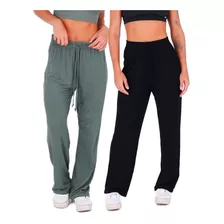 Kit 2 Calças De Yoga De Viscose Soltinha Pilates Comfy