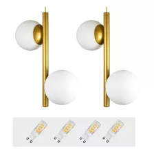 Kit 2 Lustre Pendente Figo 2 Globo Esfera De Vidro - 14cm