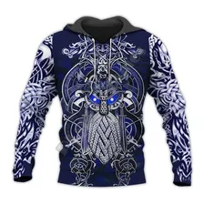 Moda Viking Tattoo Moletom Com Capuz 3d Casual Sportwear