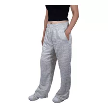 Calça Feminina Pantalona Moletom Wide Leg Sem Felpa Cós Alto