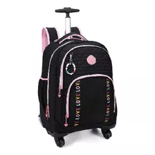 Mochila De 4 Rodinha Escolar Notebook Feminina Kika 360°