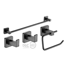 Set Accesorios Baño Arezzo Negro 4 Piezas /dechaus