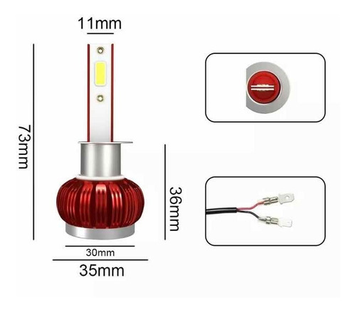 Set 2x Focos H1 Mini Bulbos Led Cob Chip 12v 6k Xenn 6000k Foto 3