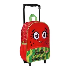 Mochila Infantil Escolar Frutas Melancia M Rodinhas Meninas