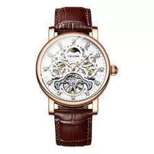 Reloj Tevise T867d Cuerda Automática Moon Phase Leather