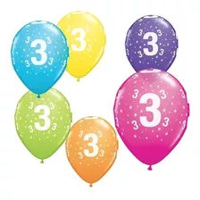 Set 12 Globos Números (0-9) Cumpleaños 30cm Glam
