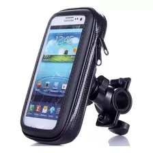 Soporte Funda Celular Bicicleta Moto Impermeable Lluvia Agua Color Negro