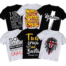 Kit 6 Camiseta Blusa Cristã Jesus Evangélica Versículo Frase