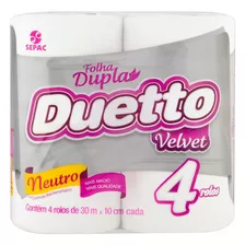 Papel Higiênico Duetto Velvet Folha Dupla 30 M De 4 Un