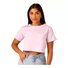 Blusa Feminina Croped T Shirt Feminina Curtinha Com Bolsinho