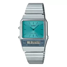 Reloj Casio Aq-800ec-2adf Color De La Correa Plateado Color Del Bisel Plata Color Del Fondo Turquesa