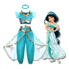 Fantasia Infantil Menina Jasmine Princesa Disney Luxo Coroa