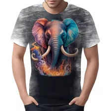 Camiseta Camisa Estampada Elefante Fogo Ilustração Moda 3