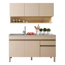 Cocina 150cm Hortensia 6 Puertas Vainilla/maderado Natural