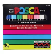 Set De Marcadores Base Agua Uni Posca Pc-5m8c Punto Med 8pz