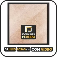 Moldura Tamanho 40x40cm - Vidro - Mdf - Pendurador