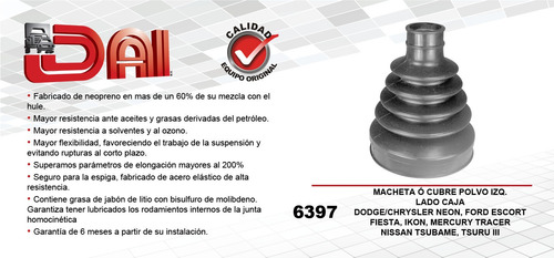 1-cubrepolvo Lado Caja Izq/der Dai Mercury Tracer 91-97 Foto 2