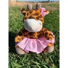 Girafa De Pelúcia Safari Menina Rosa C Saia Nicho Decoração