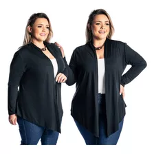 Blusa Cardigan Feminino Casaco Casaquinho Plus Size Liso