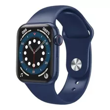 Relógio Smartwatch W28 Pro Série 8 Masculino Feminino Nfc Caixa Branco Pulseira Azul-marinho Bisel Preto