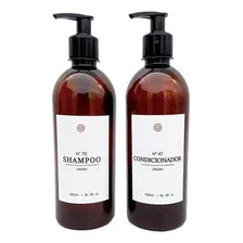 Frascos Ambar 2pçs Shampoo E Condicionador 500ml Cilíndrico
