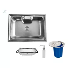 Cuba Inox Gourmet + Dosador + Lixeira 3 Litros + Escorredor