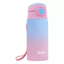 Garrafa Térmica Inox Rosa E Azul Canudo Silicone 400ml Buba Cor Rosa Com Azul