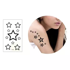 Tatuagem Temporária Star Estrela Luz Preto