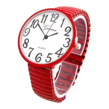 Rojo Super Grande Face Stretch Banda Moda Reloj