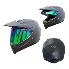 Casco Para Moto Kov Kx1 Negro Carbón Mate Doble Proposito Tamaño Del Casco S