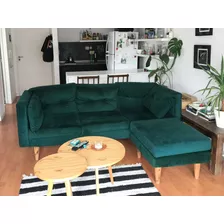 Sofa Sillon 3 Cuerpos Con Apoyapies Pana Verde Ingles 200x80