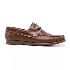 Sapato Mocassim Dockside Estilo Masculino Couro Marrom 