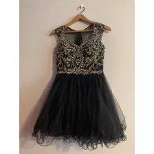 Vestido Negro De Quince Años Con Pedrería