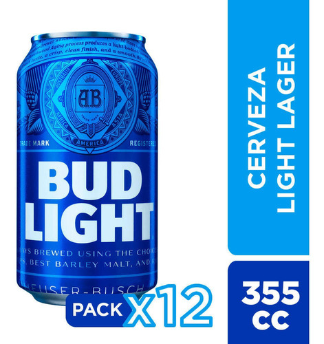 Cerveza Budlight Lata X12 355 Cc