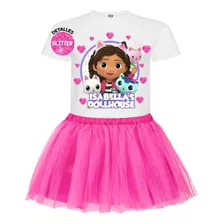 Disfraz Vestido La Casa De Gabby Personalizado Polera + Tutú Niñas Detalles Glitter