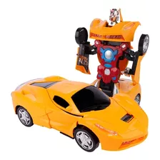 Carro Carrinho Transformer Vira Robô Luz Som Movido Pilhas