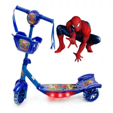 Patinete 3 Rodas Infantil Homem Aranha Cesta Luz Musica