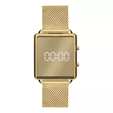 Relógio De Pulso Euro Fashion Fit Eujhs31bams/4d Com Corpo Dourado, Cristal Mineral, Para Feminino, Com Correia De Aço Inoxidável Cor Dourado E Dobrável