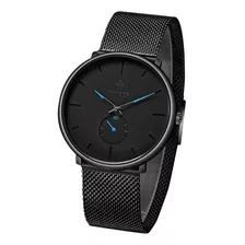 Reloj De Pulsera Para Hombre Esfera De Cuarzo Negro Dial