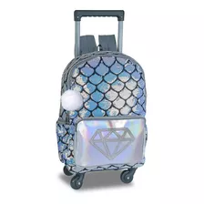 Mochila De Carrinho Escolar Paetes Chaveiro Pompom Espaçosa