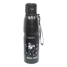 Garrafa Térmica Inox Academia Cachorro Amo Você Preto 750ml