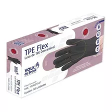 Luvas Descartáveis Volk Do Brasil Flex Cor Preto Tamanho Gg De Elastômero Termoplástico Em Kit De 20 X 100 Unidades 