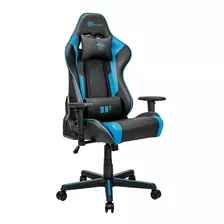 Cadeira De Escritório Gamer Ergonômica Couro Preta/celeste