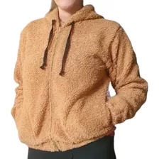 Campera Hoddie Corderito Sintético Con Capucha Y Bolsillos 