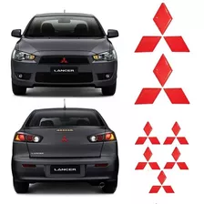 Kit Adesivos Mitsubishi Lancer Vermelho Refletivo 7 Peças